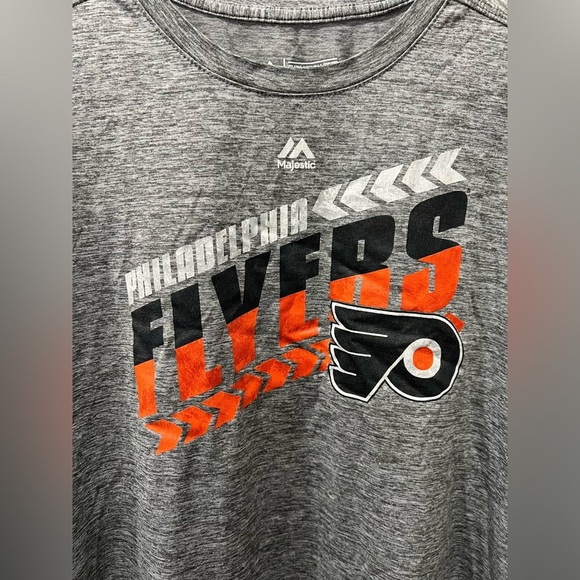 Majestic Gray Philadelphia Flyers Evolution Tee Cool Base Long Sleeve Tee - Picture 2 of 6